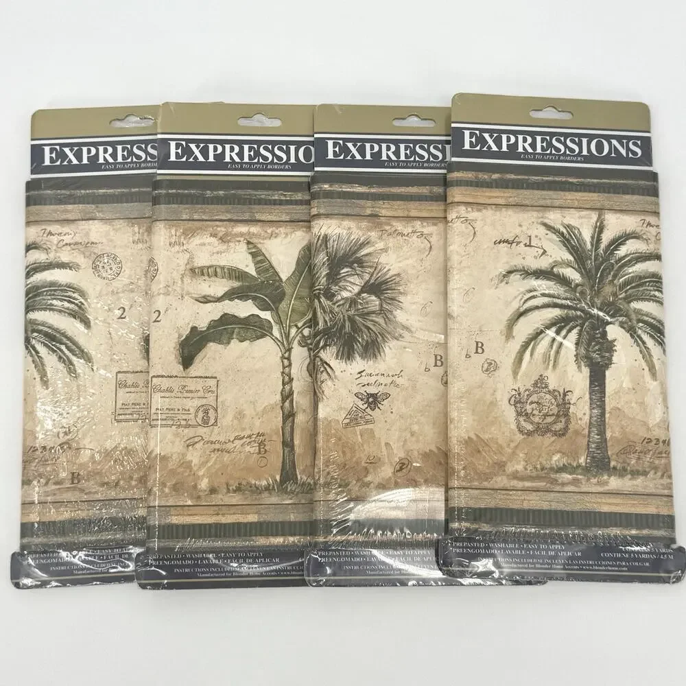 4 VTG Expressions Prepasted Wallpaper Border Palm Trees SB10245B Tropical